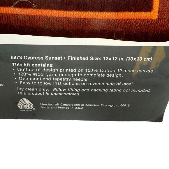Vintage WonderArt 6873 Cypress Sunset Swifstich Pillow Needlecrafts 12 X 12 Kit - Picture 3 of 5